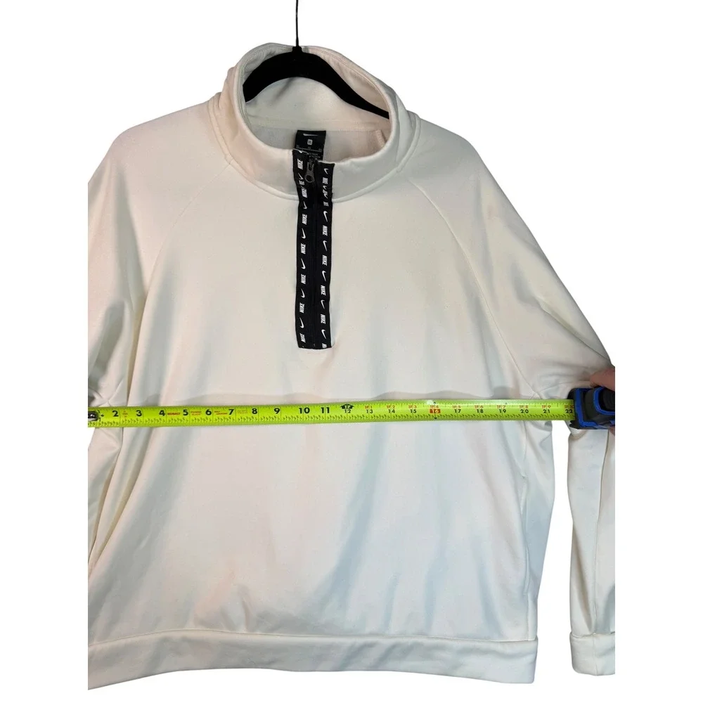 Nike Womens Sail White Quarter Zip Pullover Logo Tape Fleece Sweatshirt XL
